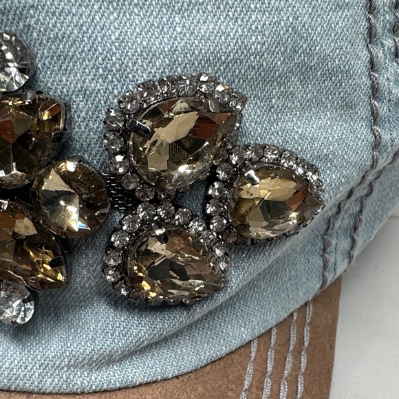 Chapel Hats Embellished Denim and Tan Cap NWT - Picture 7 of 11